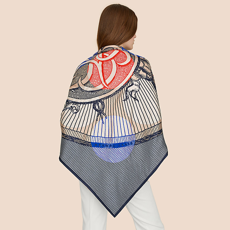 Suite et Poursuite embroidered giant scarf | Hermès Poland